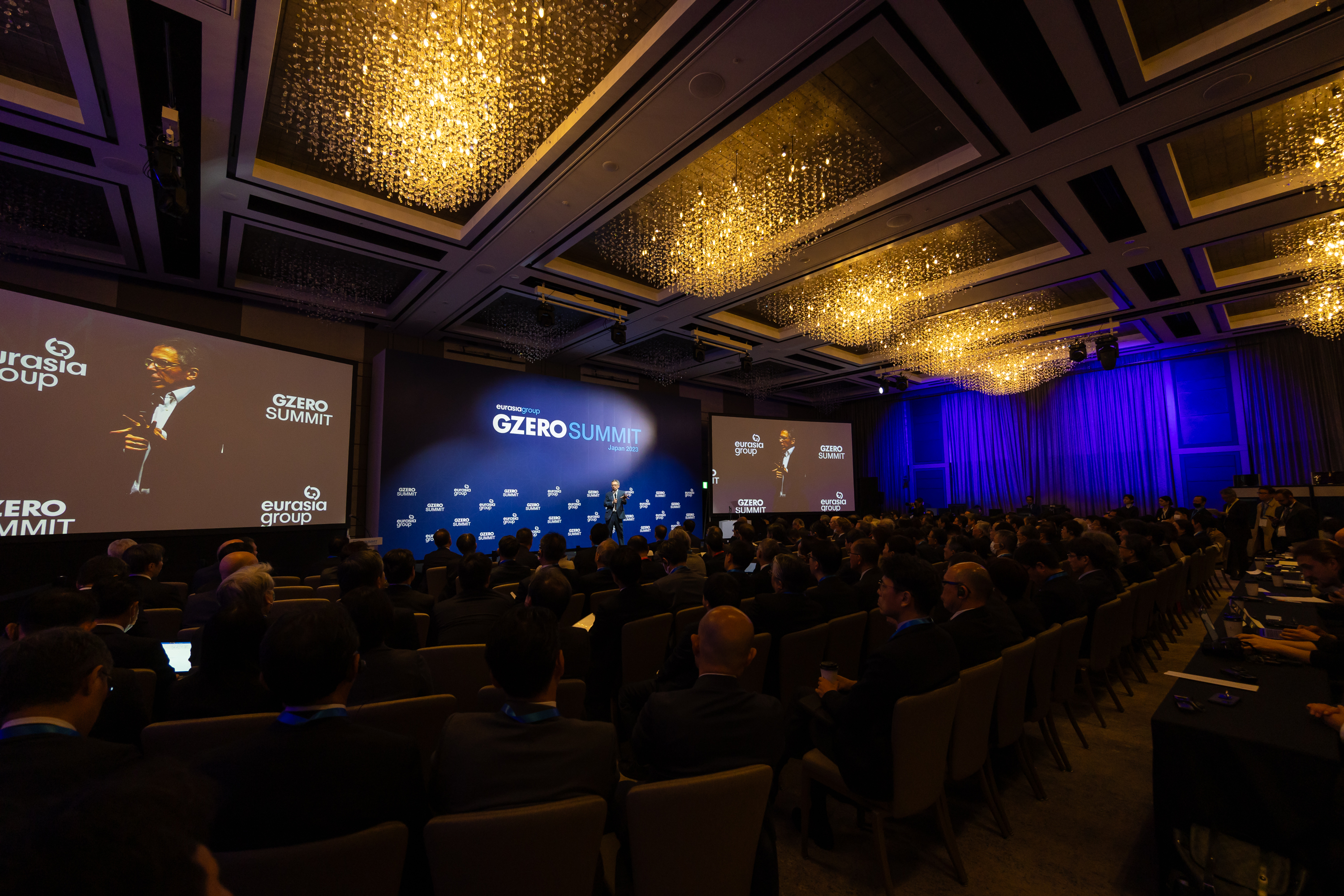 GZERO Summit Japan stage with logo and backdrop